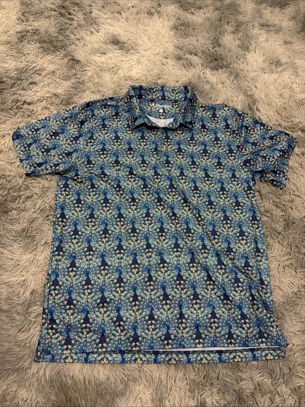 chubbies Blue Peacock-Pattern Short Sleeve Shirt